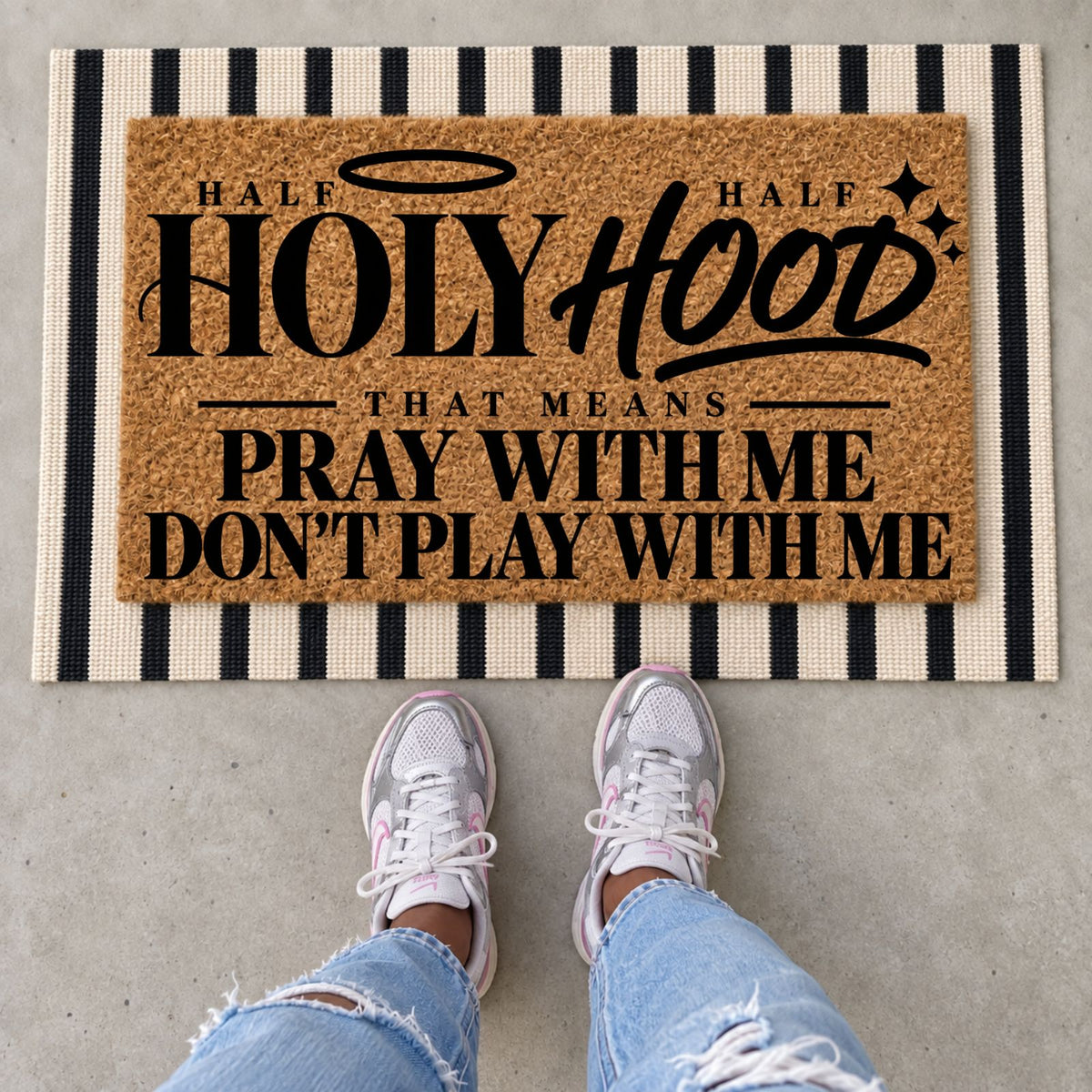 Half Holy Half Hood Doormat